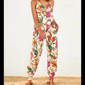Farm Rio Toucans Garden Halter Neck Jumpsuit XS